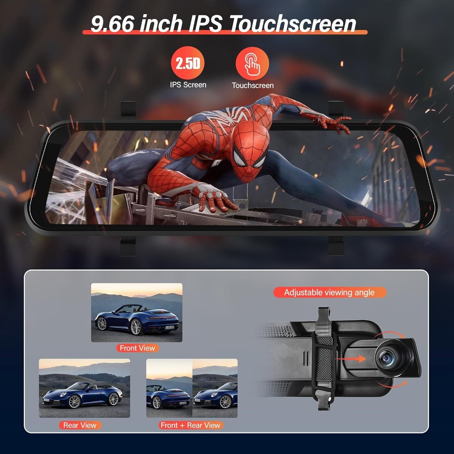 Specchietto Retrovisore 9.66" Dash Cam FULL HD 4K Wireless Carplay Android SD in Videocamera da cruscotto Zencoccostore - Formia, commercioVirtuoso.it