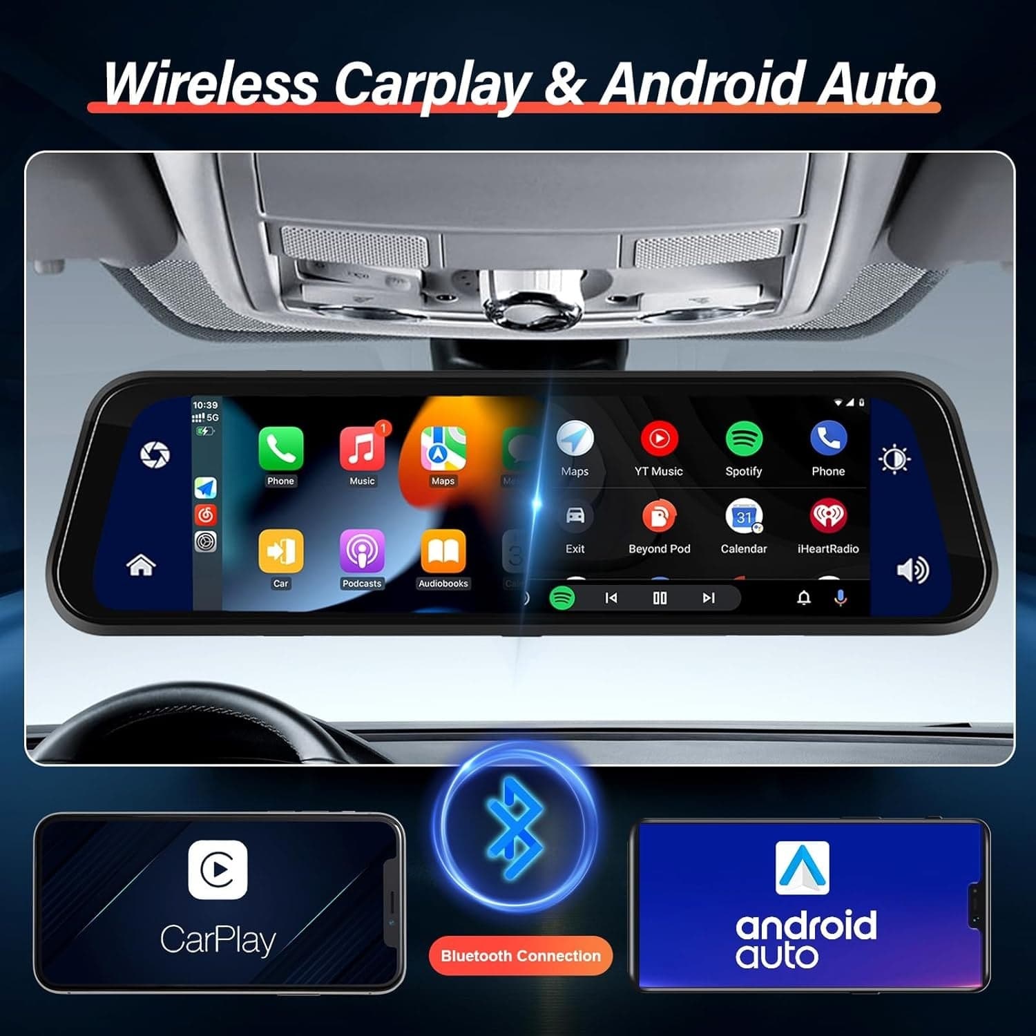 Specchietto Retrovisore 9.66" Dash Cam FULL HD 4K Wireless Carplay Android SD in Videocamera da cruscotto Zencoccostore - Formia, commercioVirtuoso.it