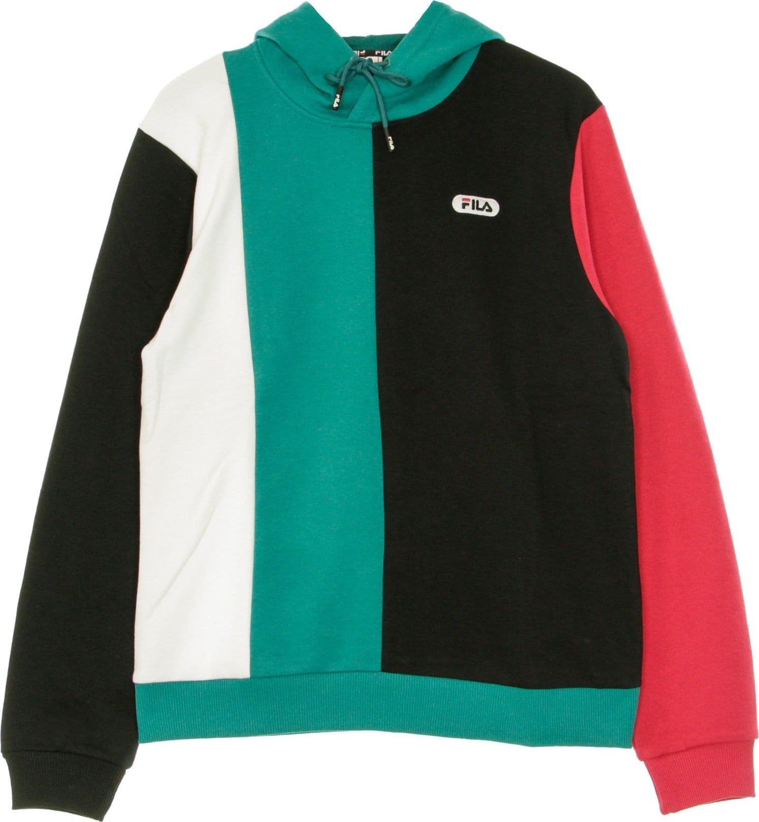 FILA Felpa Leggera Cappuccio Uomo Bairn Blocked Hoody Black/teal Green/bright White/cerise da uomo in Felpe con cappuccio Drestige - Casamassima, commercioVirtuoso.it
