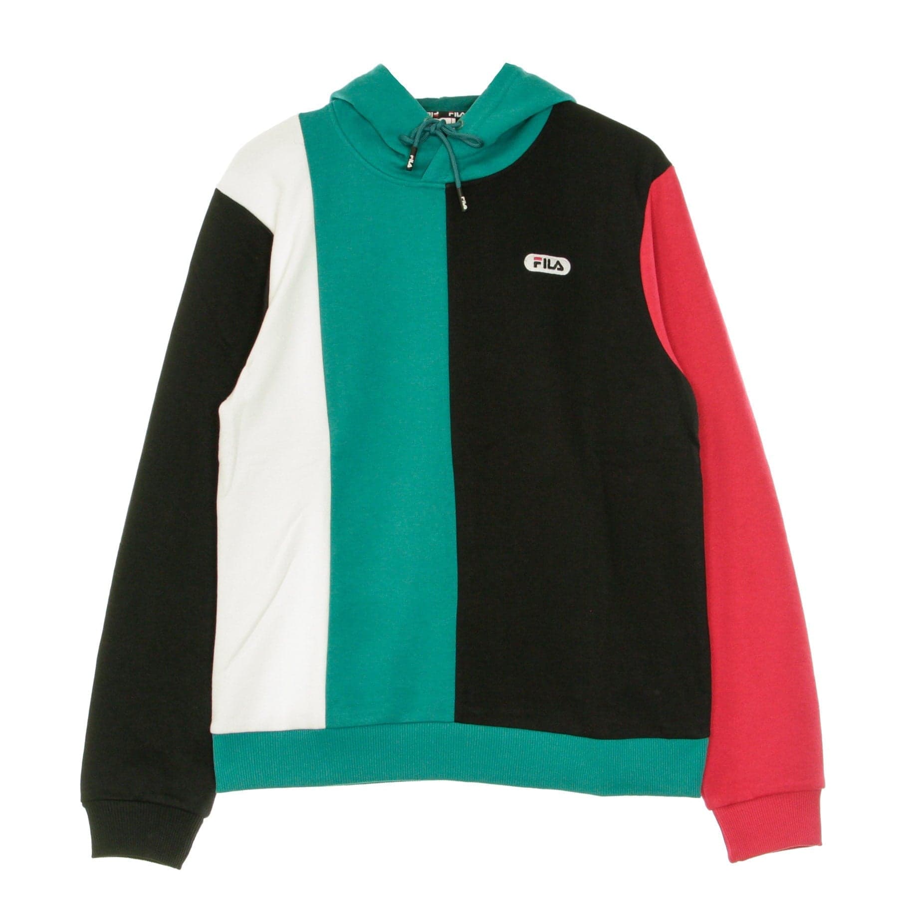 FILA Felpa Leggera Cappuccio Uomo Bairn Blocked Hoody Black/teal Green/bright White/cerise da uomo in Felpe con cappuccio Drestige - Casamassima, commercioVirtuoso.it