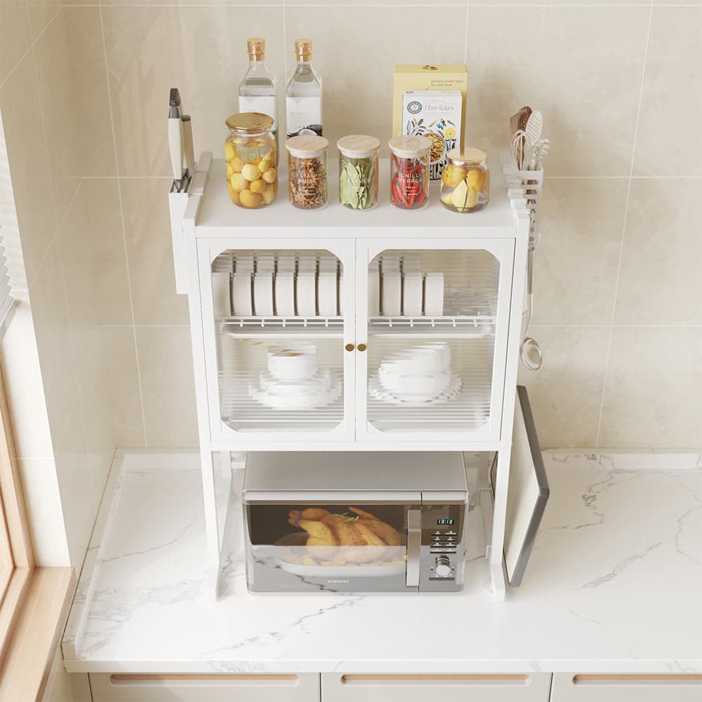 Scaffale Porta Microonde con Vetrinetta in Metallo 57x37H76cm Salvaspazio Bianco in Unità di mensole Danyx - Casoria, commercioVirtuoso.it