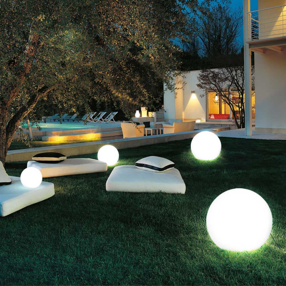 Lampada Sfera Giardino 30cm Luce Esterno Bianco attacco E27 Decorazione Esterno in Luci per sentieri Danyx - Casoria, commercioVirtuoso.it