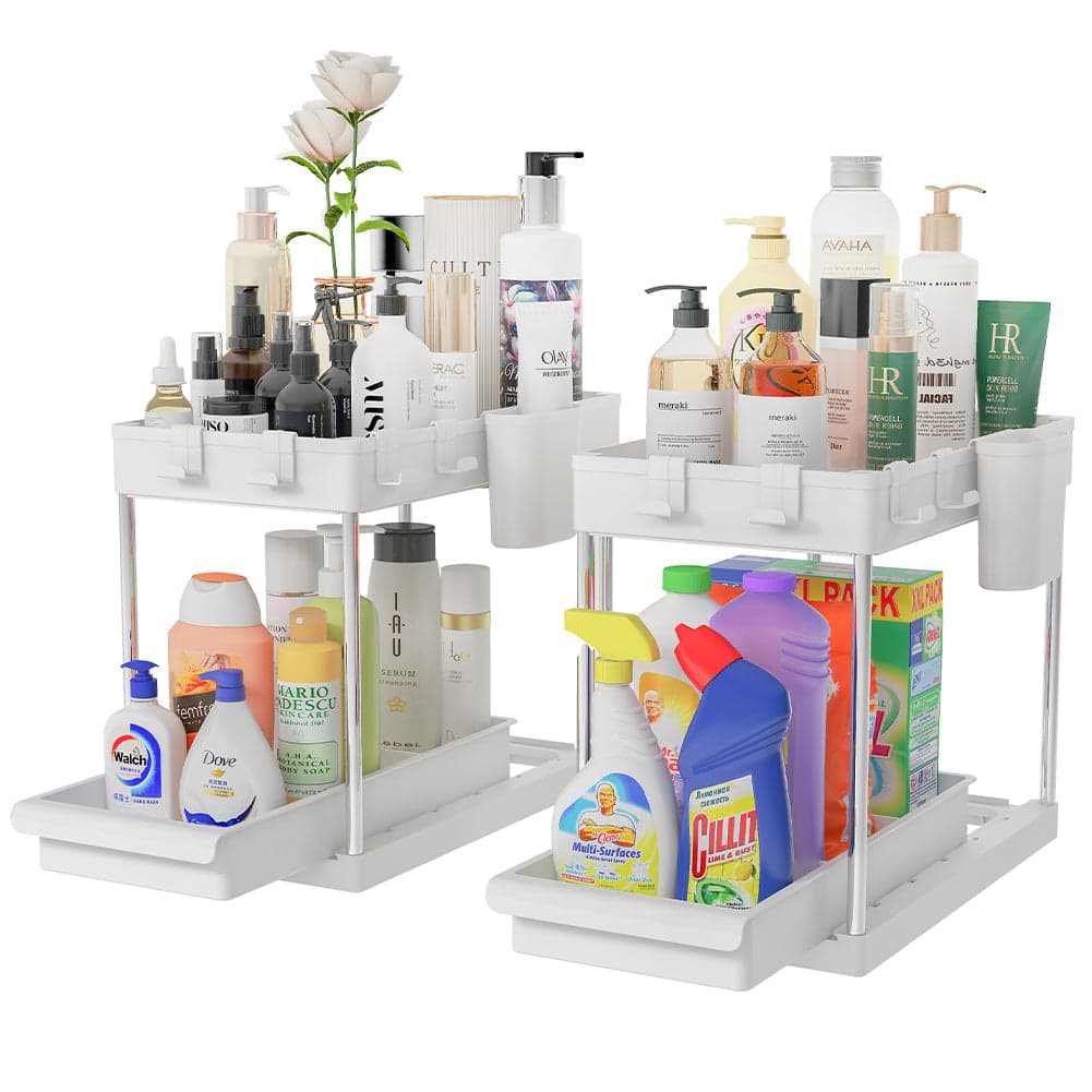 Set 2 Organizer Sottolavello Bianco Bagno Cucina Cassetto Scorrevole Salvaspazio in Organizer per cassetti Danyx - Casoria, commercioVirtuoso.it
