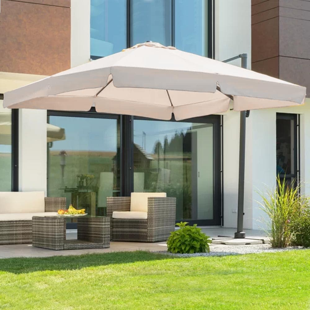 Ombrellone Giardino Decentrato 3x3 con Palo in Alluminio Inclinabile e Girevole Ecru in Ombrelloni Danyx - Casoria, commercioVirtuoso.it