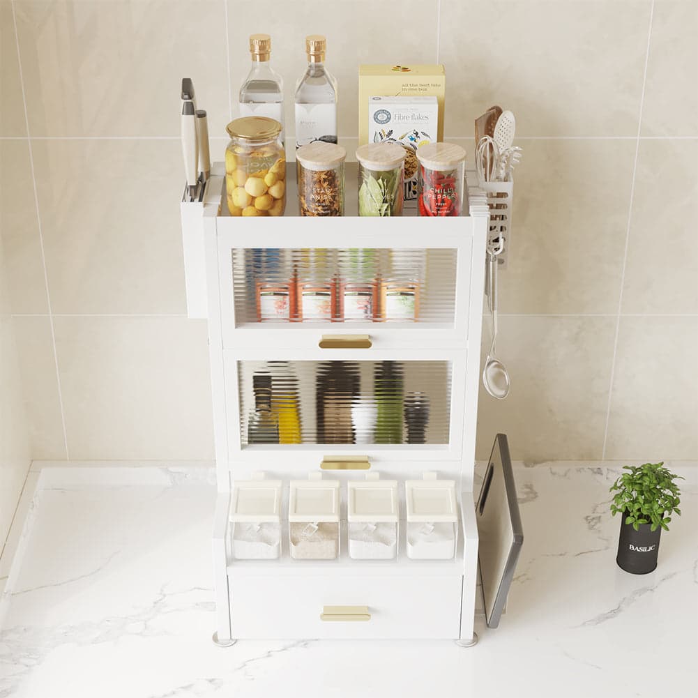 Scaffale in Metallo con Vetrinetta e Cassetto Salvaspazio per Cucina o Soggiorno in Unità di mensole Danyx - Casoria, commercioVirtuoso.it