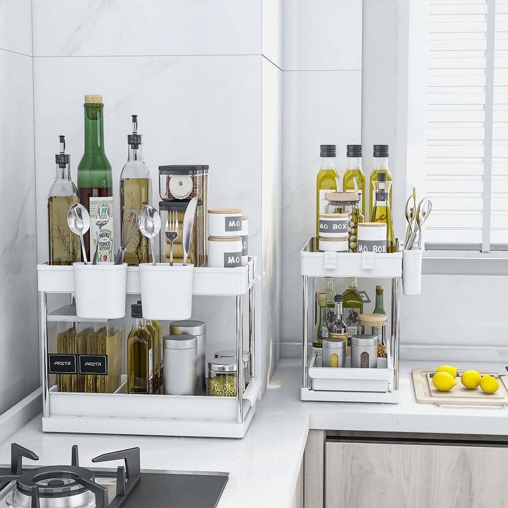 Set 2 Organizer Sottolavello Bianco Bagno Cucina Cassetto Scorrevole Salvaspazio in Organizer per cassetti Danyx - Casoria, commercioVirtuoso.it