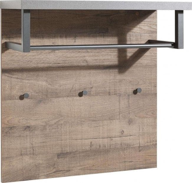 Pannello moderno appendiabiti da ingresso con ripiano in legno h 84 cm – Composad