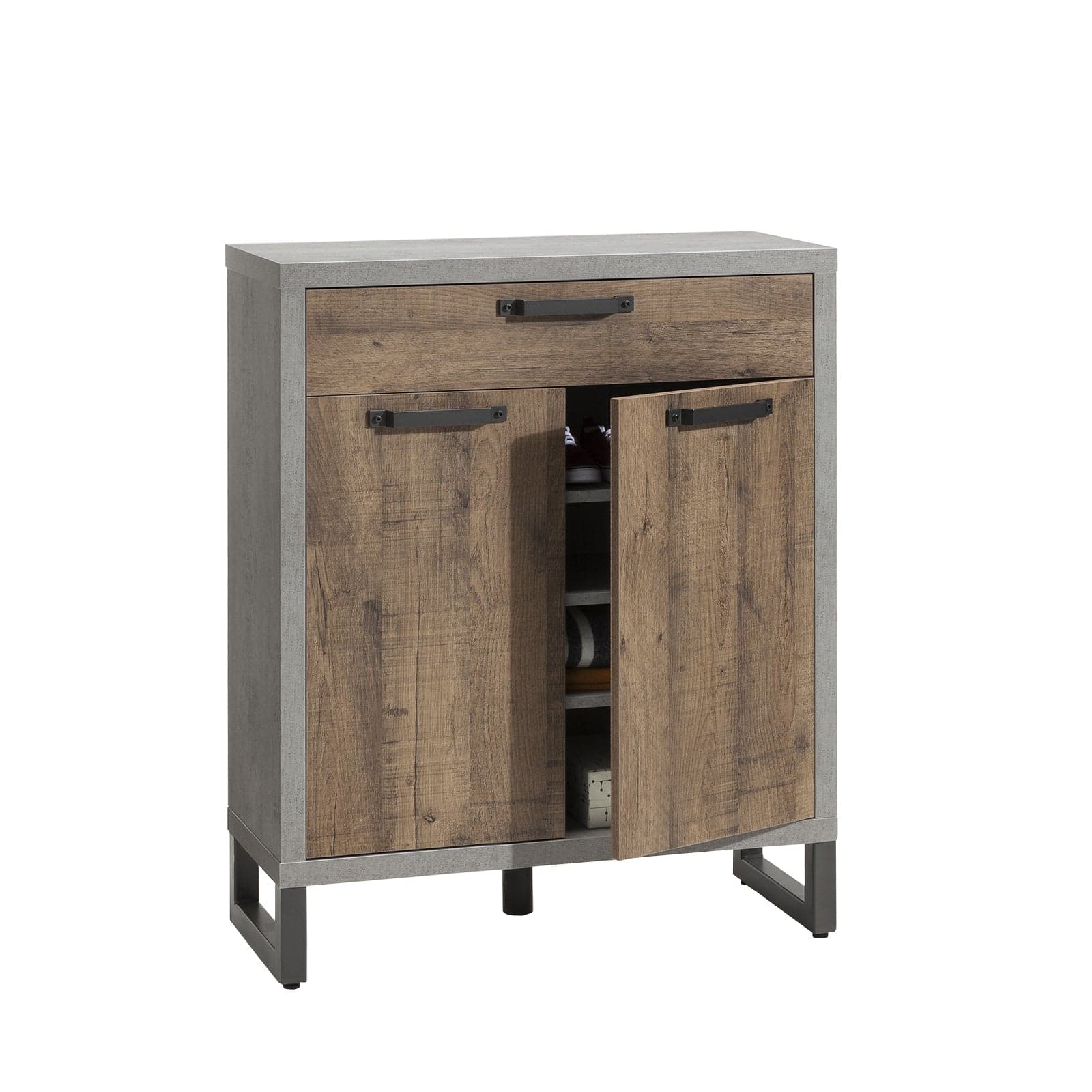 Scarpiera base multiuso LaFabrica grigio cemento e rovere invecchiato - 4