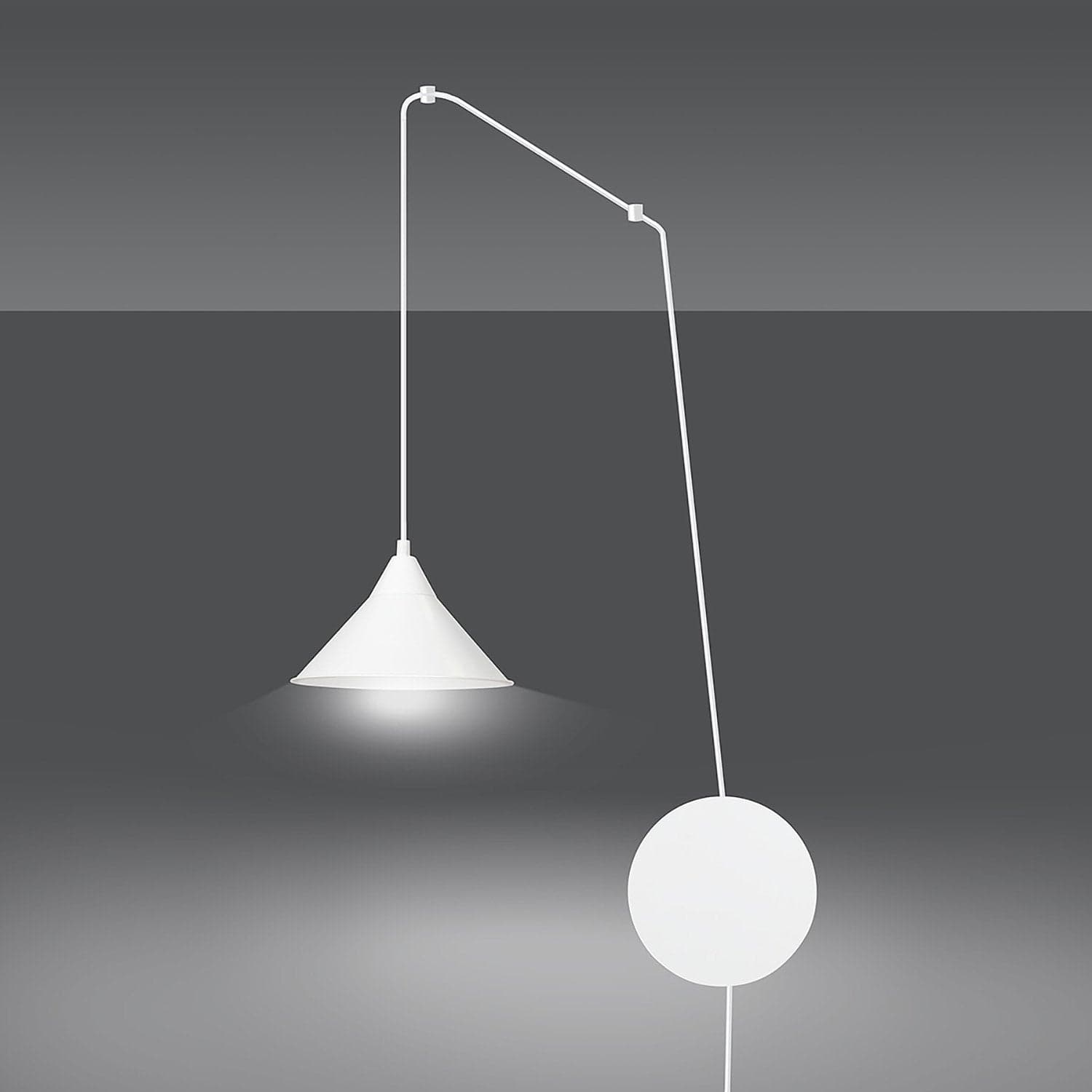Sospensione Minimal 1 Luce Abramo In Acciao Bianco E Paralume A Cono in Lampade a sospensione LuceArt - Montecorvino Pugliano, commercioVirtuoso.it