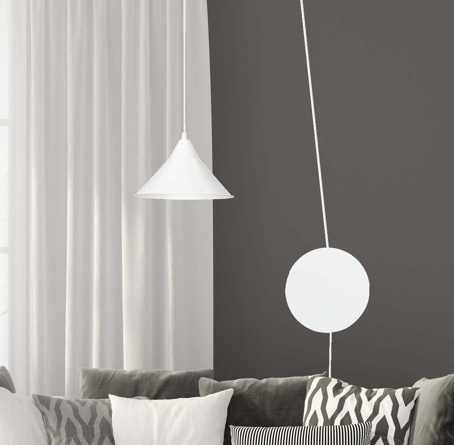 Sospensione Minimal 1 Luce Abramo In Acciao Bianco E Paralume A Cono in Lampade a sospensione LuceArt - Montecorvino Pugliano, commercioVirtuoso.it