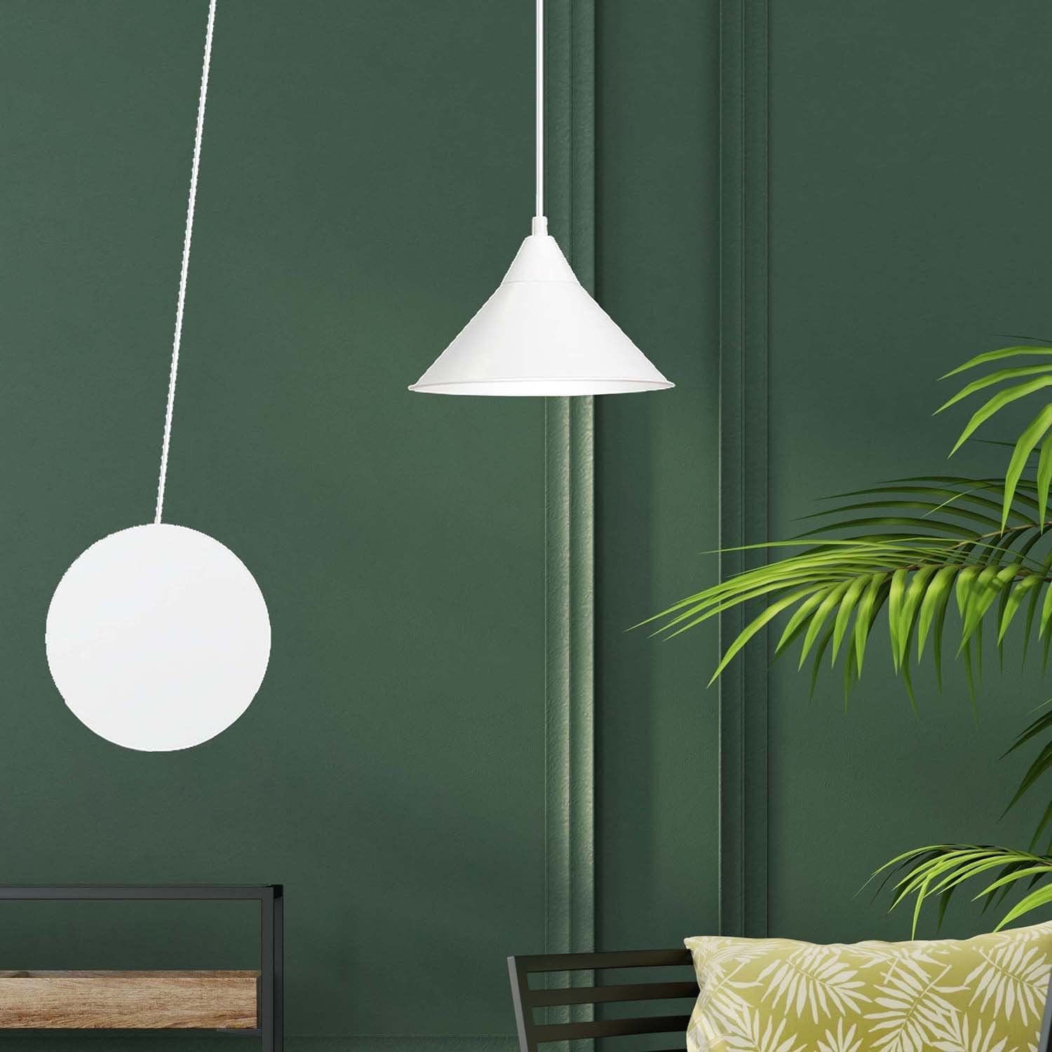 Sospensione Minimal 1 Luce Abramo In Acciao Bianco E Paralume A Cono in Lampade a sospensione LuceArt - Montecorvino Pugliano, commercioVirtuoso.it