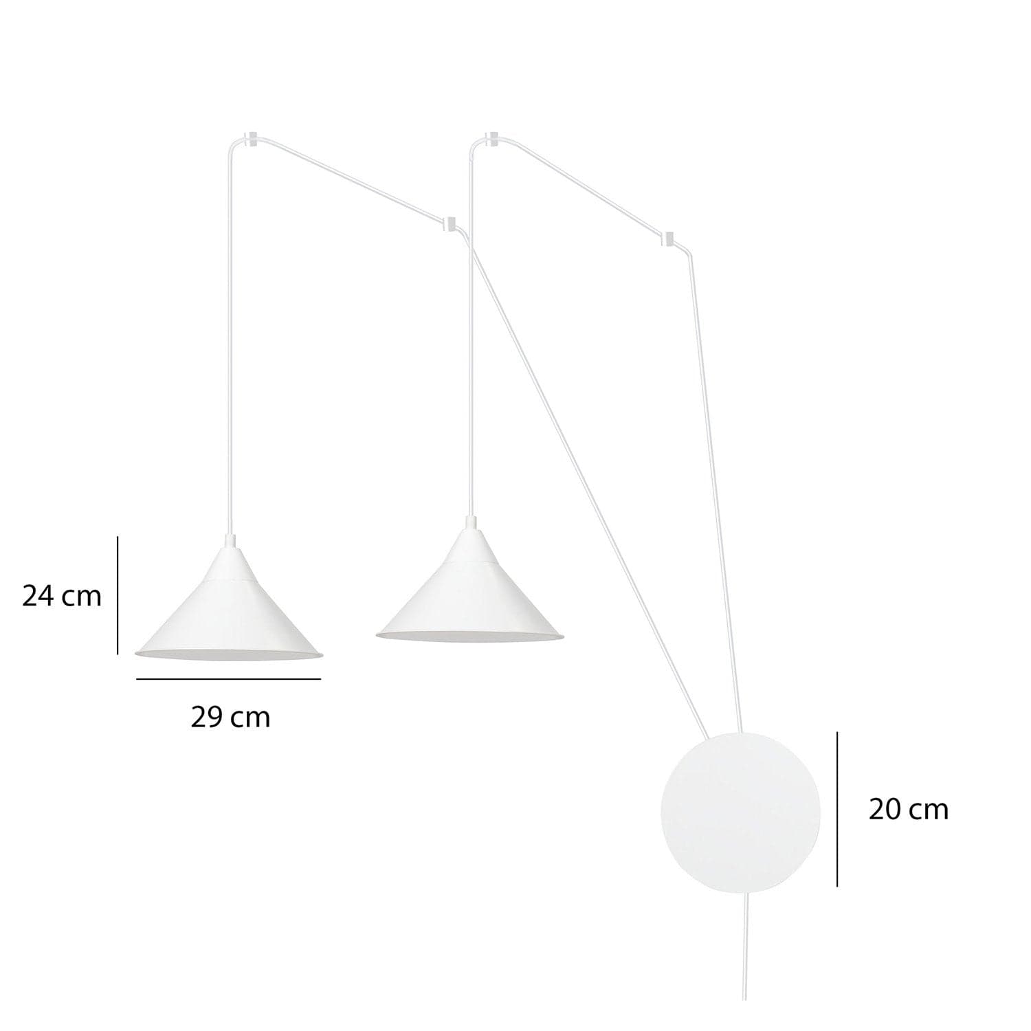 Sospensione Minimal 2 Luci Abramo In Acciao Bianco E Paralume A Cono in Lampade a sospensione LuceArt - Montecorvino Pugliano, commercioVirtuoso.it