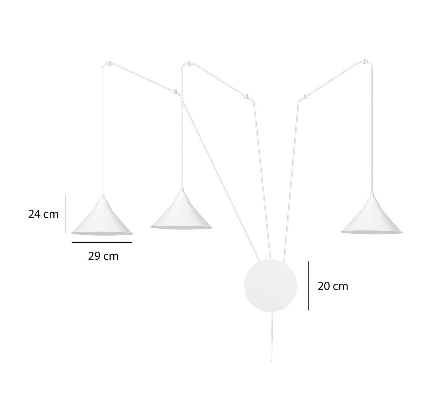 Sospensione Minimal 3 Luci Abramo In Acciao Bianco E Paralume A Cono in Lampade a sospensione LuceArt - Montecorvino Pugliano, commercioVirtuoso.it
