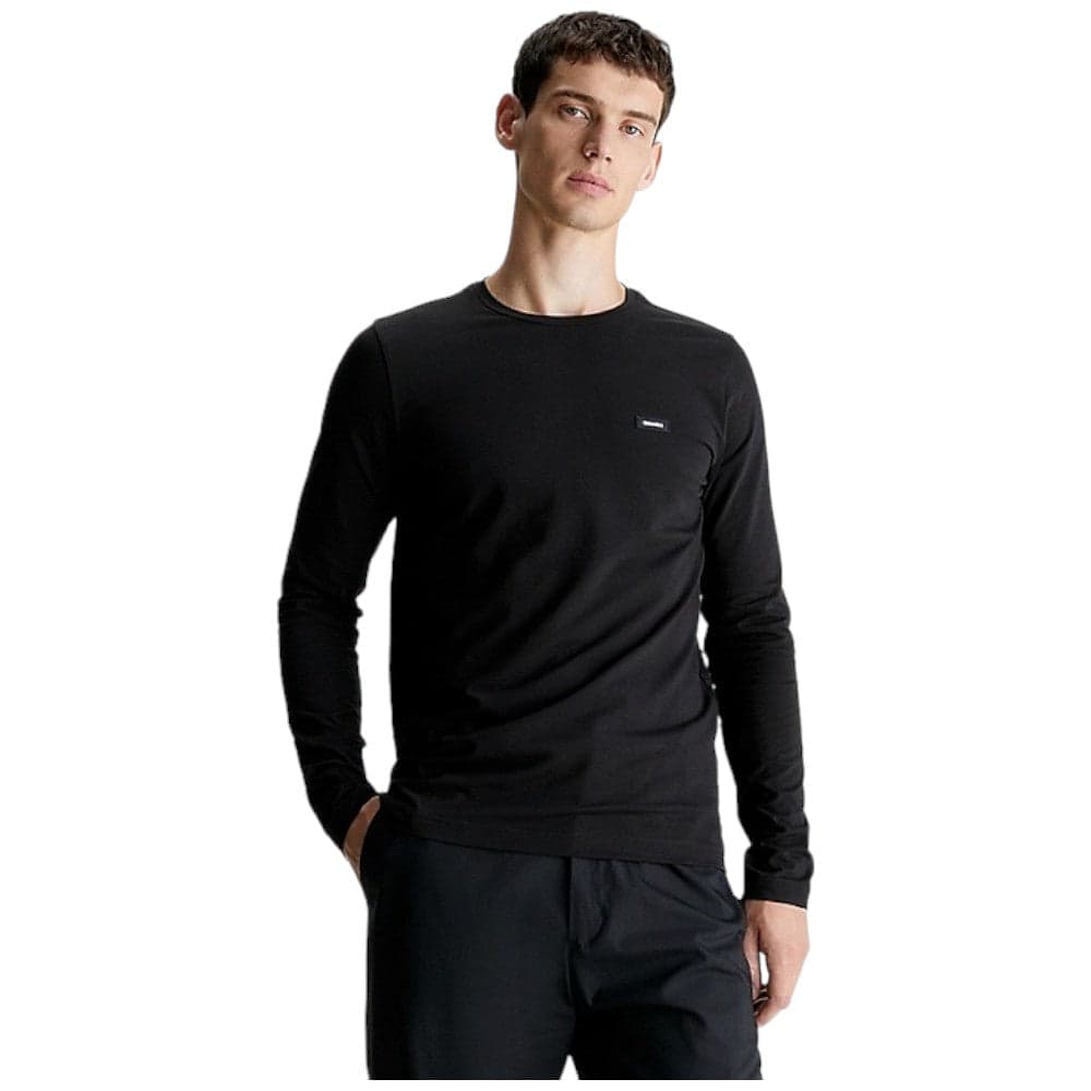 Calvin Klein t-shirt nera manica lunga Stretch slim fit K10K112725