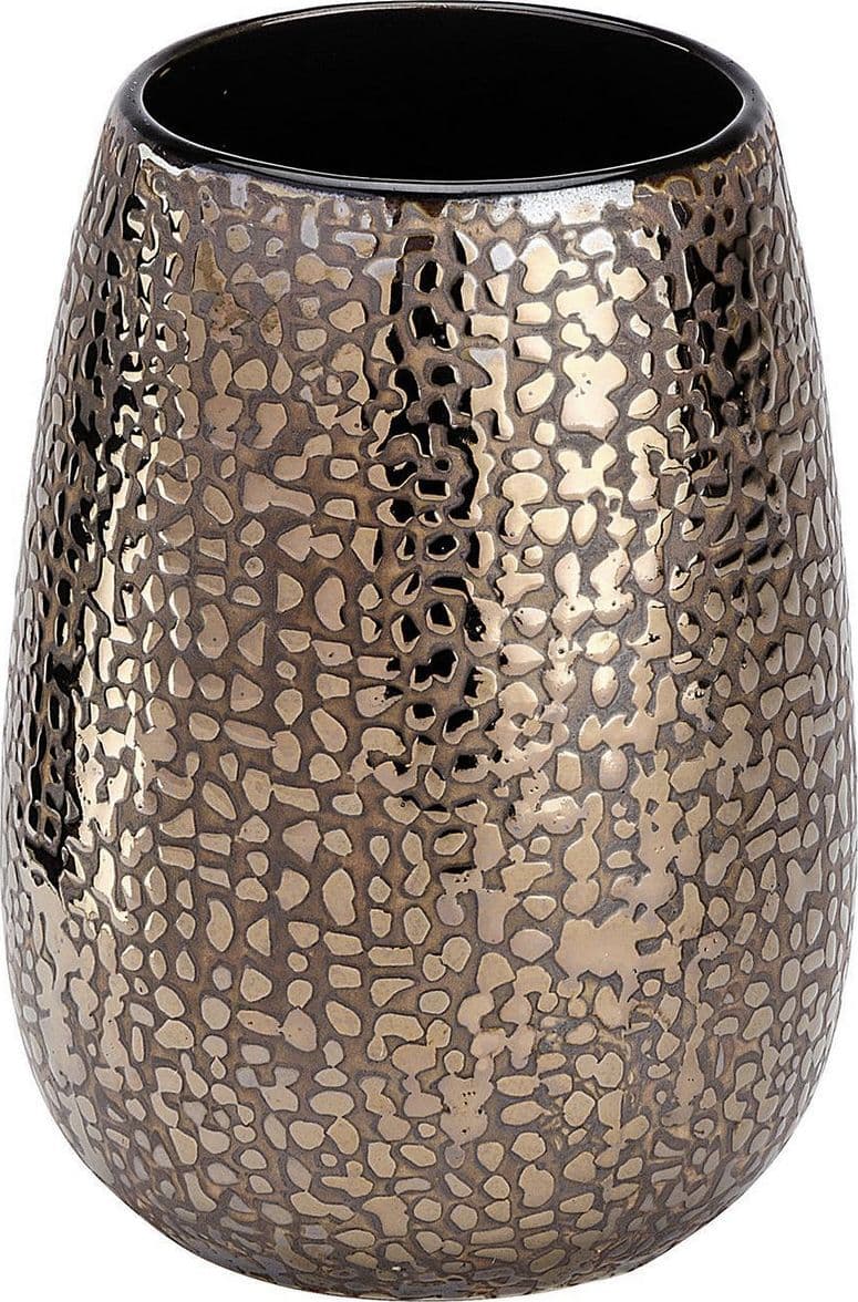 Bicchiere porta spazzolini Marrakesh in ceramica marrone in Porta spazzolini BagnoClic.it - Pregnana Milanese, commercioVirtuoso.it