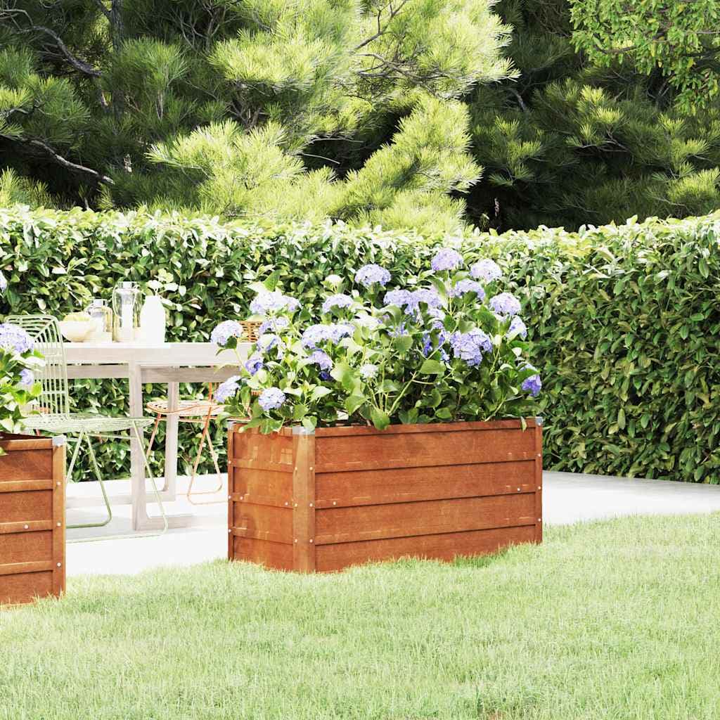 Letto Rialzato da Giardino Ruggine 100x40x45 cm Acciaio Corten Resistente