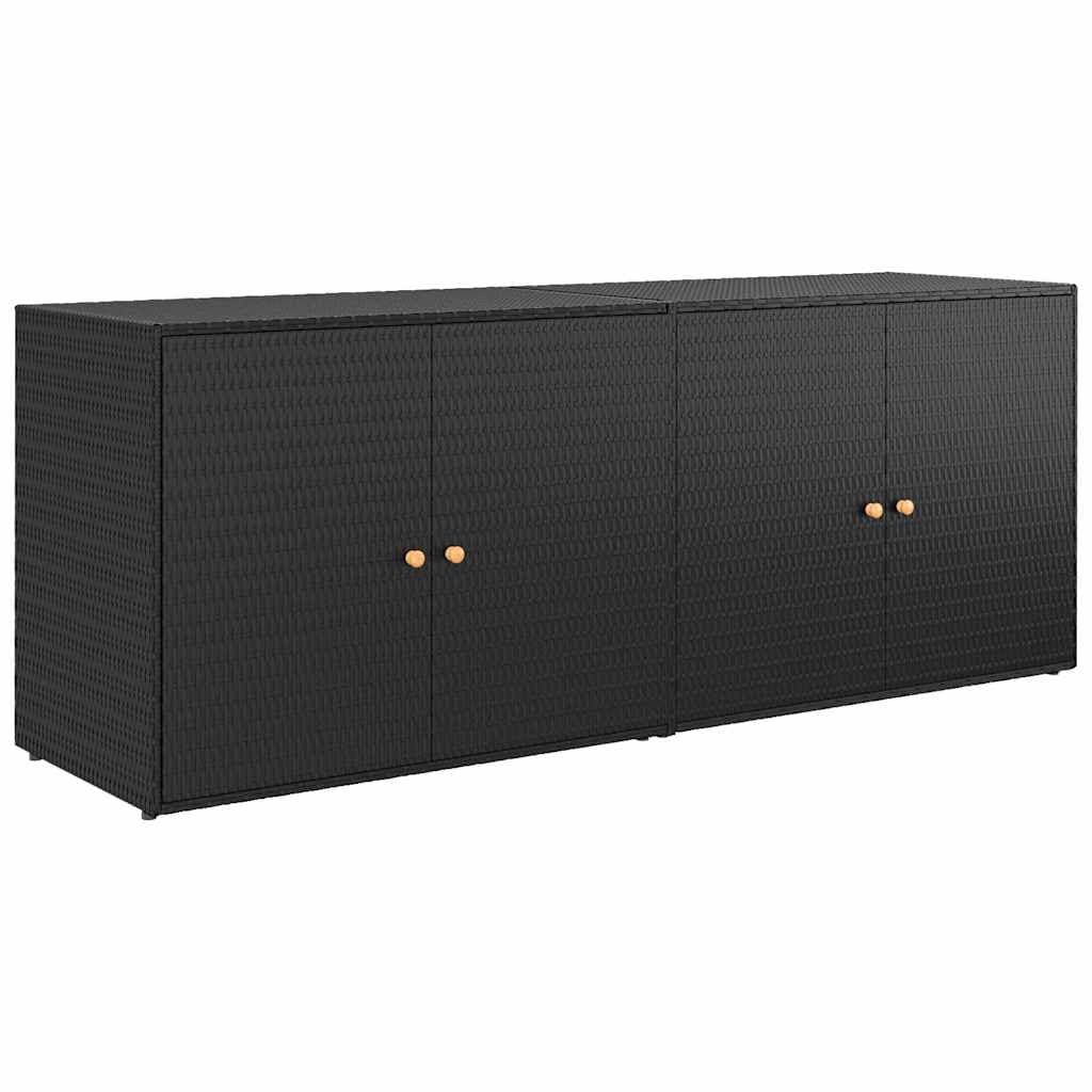 Mobile Portaoggetti da Giardino Nero 198x55,5x80 cm Polyrattan Ampio Spazio in Armadietti e credenze Esplodia - Napoli, commercioVirtuoso.it