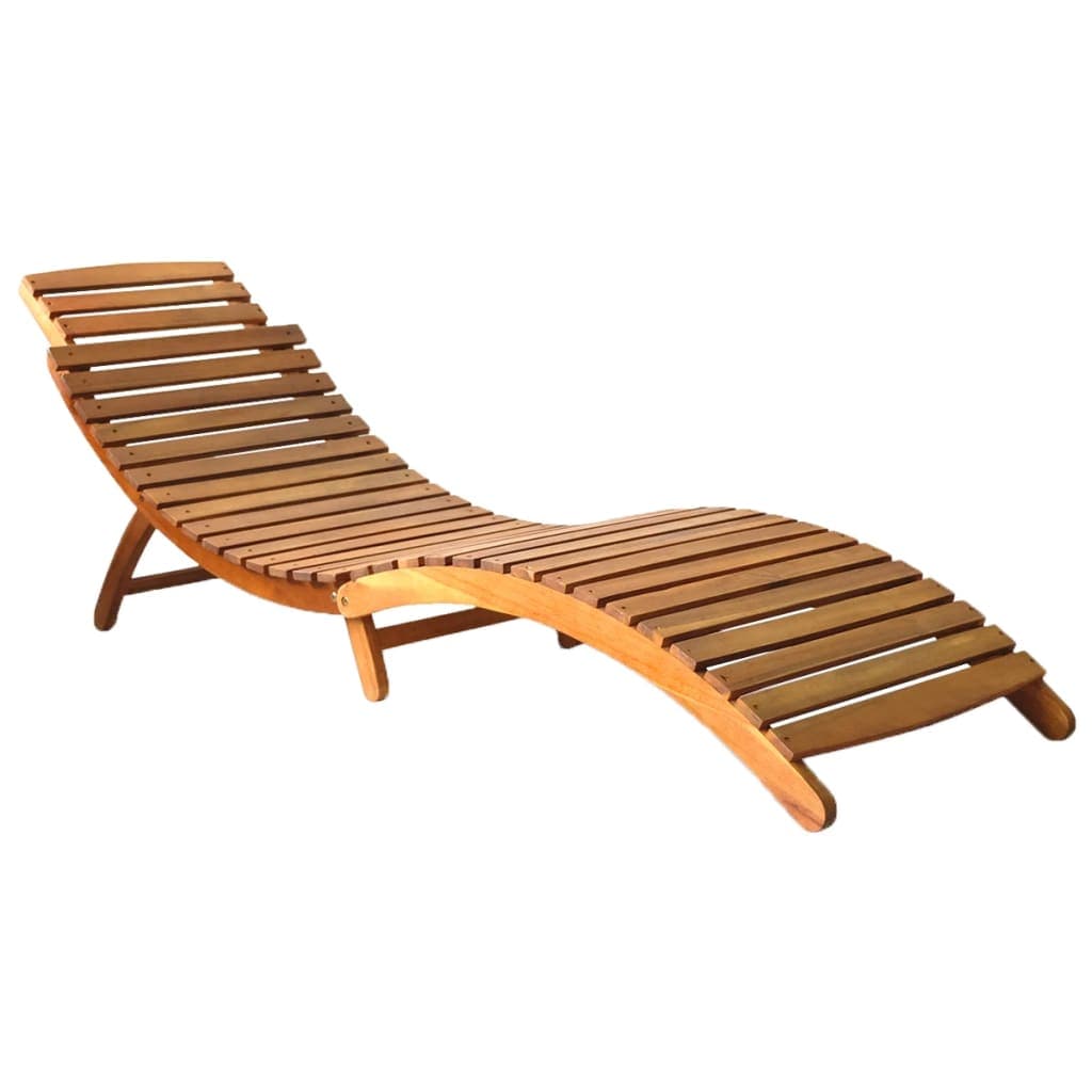 Lettino Prendisole Legno Massello di Acacia Resistente Design Pieghevole Marrone