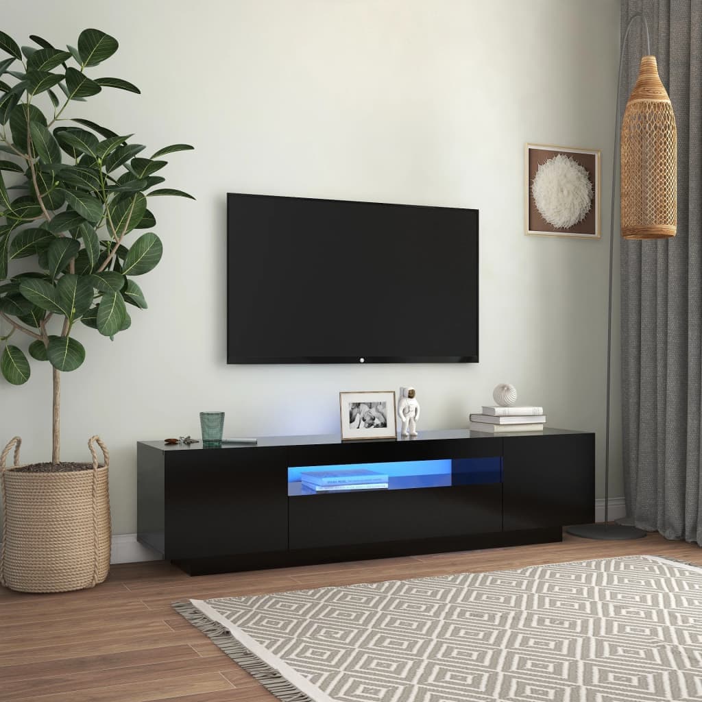 Mobile Porta TV con Luci LED Nero 160x35x40 cm Legno Multistrato