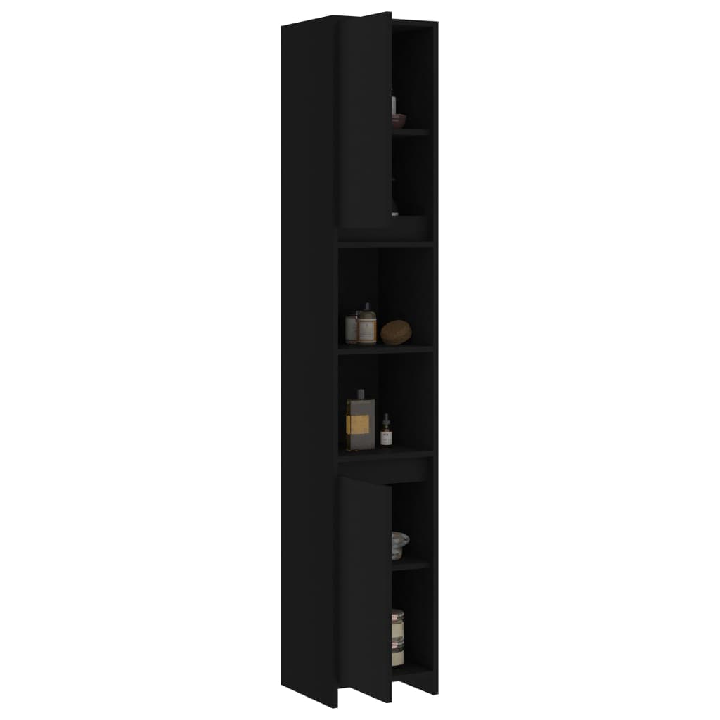 Mobile da Bagno Nero 30x30x183,5 cm in Legno Multistrato in Mobili a terra Esplodia - Napoli, commercioVirtuoso.it