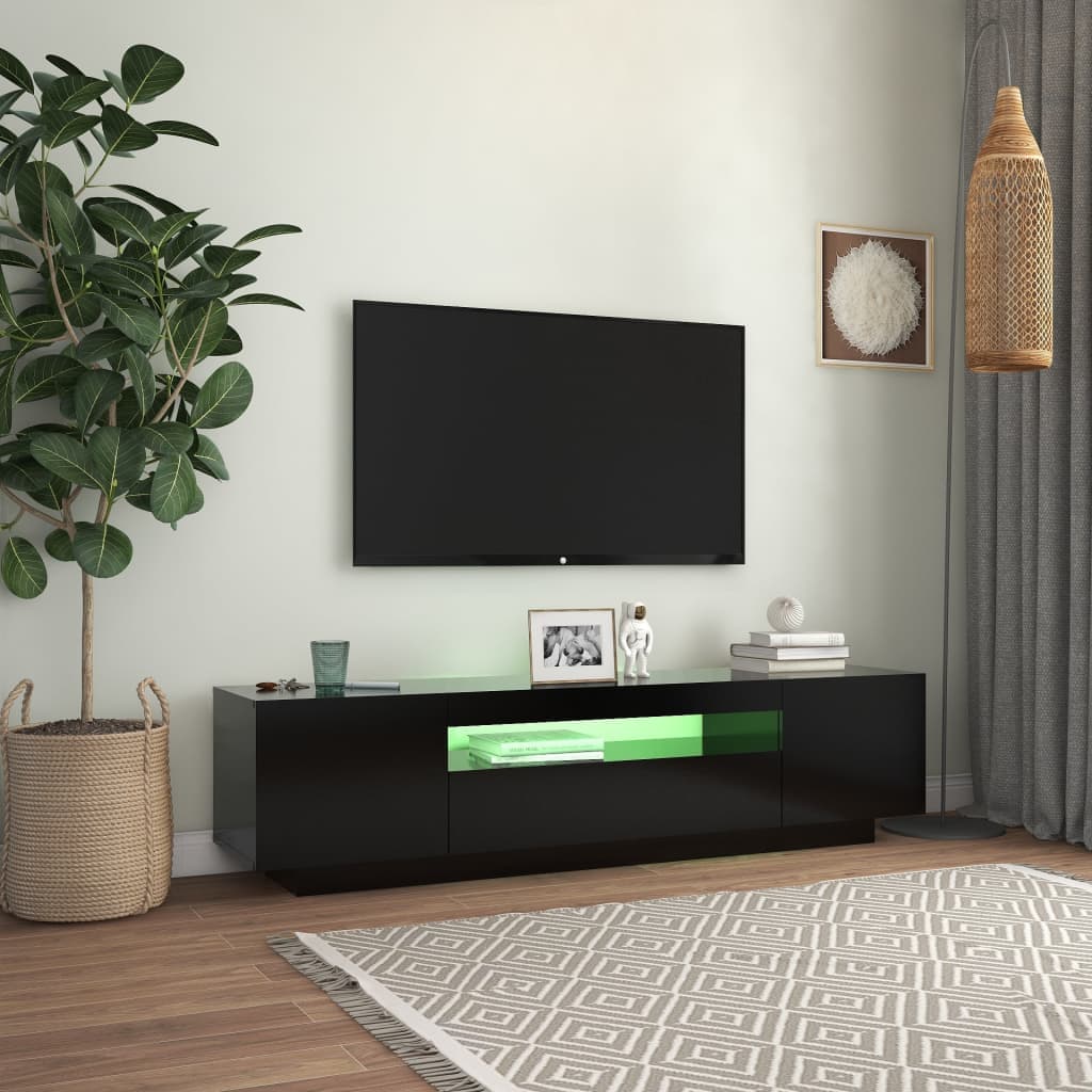 Mobile Porta TV con Luci LED Nero 160x35x40 cm Legno Multistrato in Mobili Esplodia - Napoli, commercioVirtuoso.it