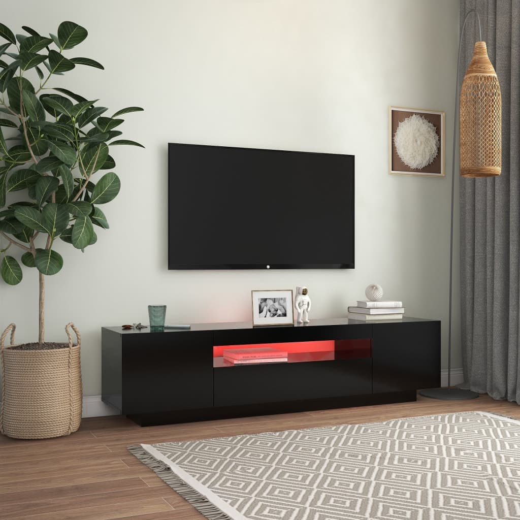 Mobile Porta TV con Luci LED Nero 160x35x40 cm Legno Multistrato in Mobili Esplodia - Napoli, commercioVirtuoso.it