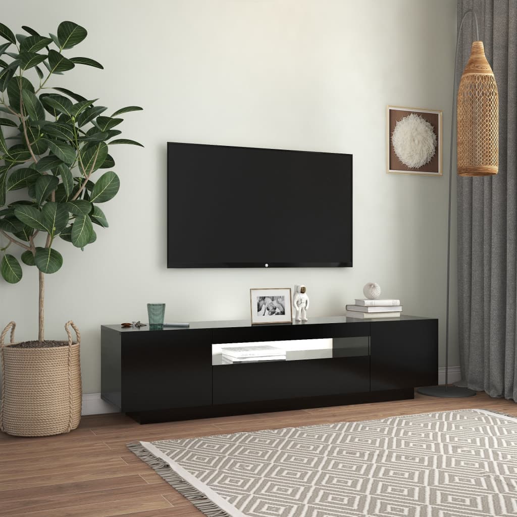 Mobile Porta TV con Luci LED Nero 160x35x40 cm Legno Multistrato in Mobili Esplodia - Napoli, commercioVirtuoso.it