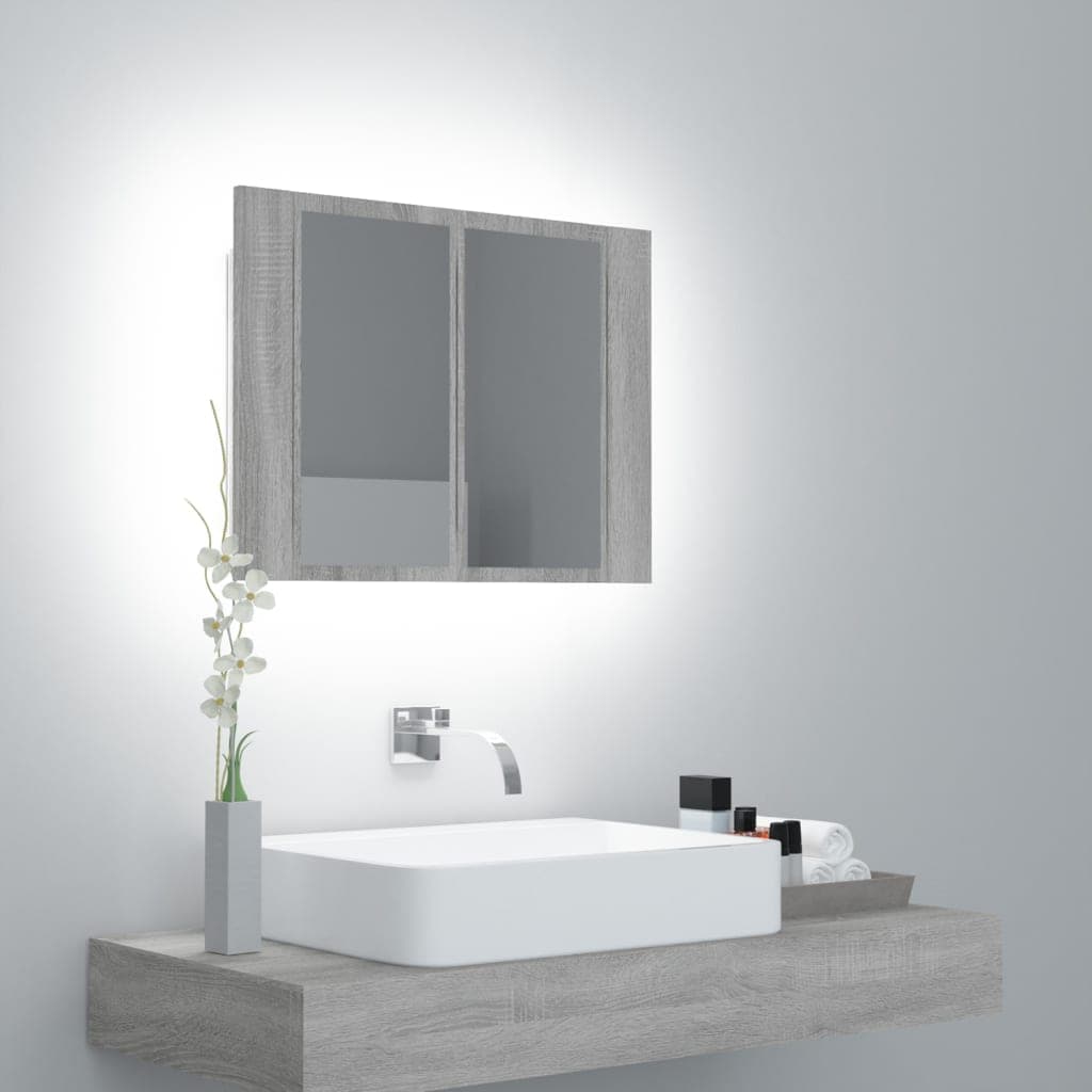 Mobile Specchio LED Grigio Sonoma 60x12x45cm Legno Multistrato in Armadietti a specchio Esplodia - Napoli, commercioVirtuoso.it