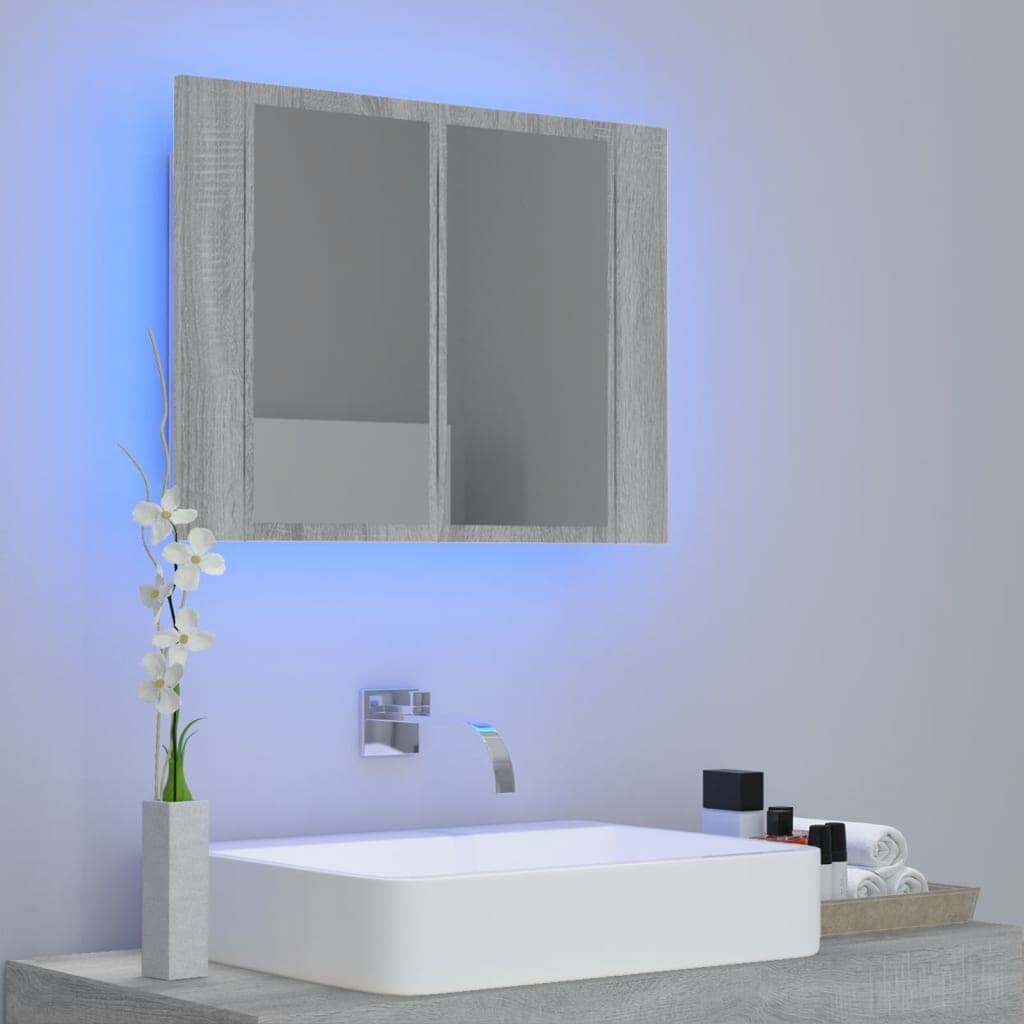Mobile Specchio LED Grigio Sonoma 60x12x45cm Legno Multistrato in Armadietti a specchio Esplodia - Napoli, commercioVirtuoso.it