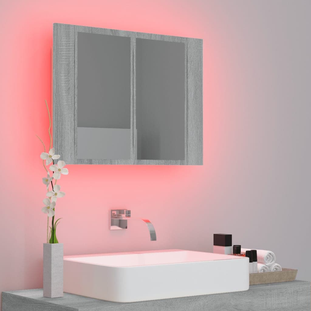 Mobile Specchio LED Grigio Sonoma 60x12x45cm Legno Multistrato in Armadietti a specchio Esplodia - Napoli, commercioVirtuoso.it