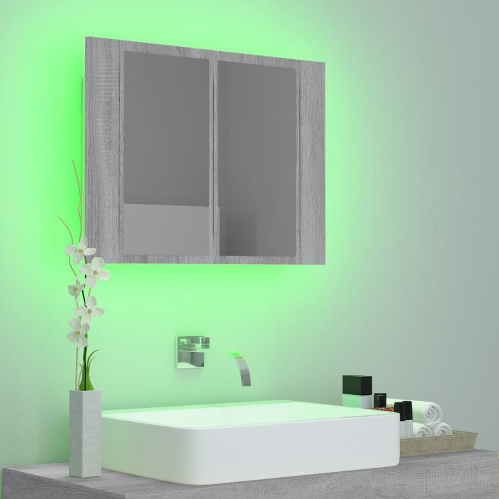 Mobile Specchio LED Grigio Sonoma 60x12x45cm Legno Multistrato in Armadietti a specchio Esplodia - Napoli, commercioVirtuoso.it