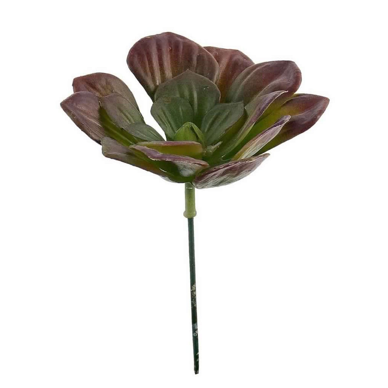 Pianta artificiale "Echeveria" verde e rosso, in plastica - 3