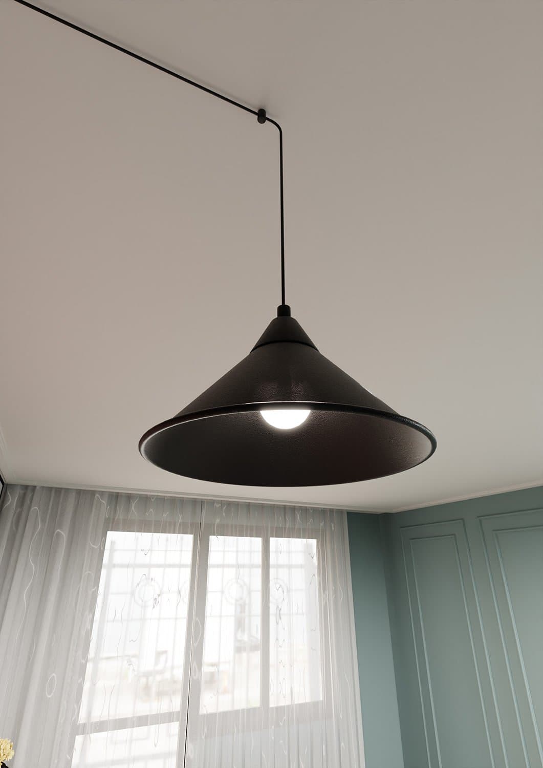 Sospensione Minimal 1 Luce Abramo In Acciao Nero E Paralume A Cono in Lampade a sospensione LuceArt - Montecorvino Pugliano, commercioVirtuoso.it