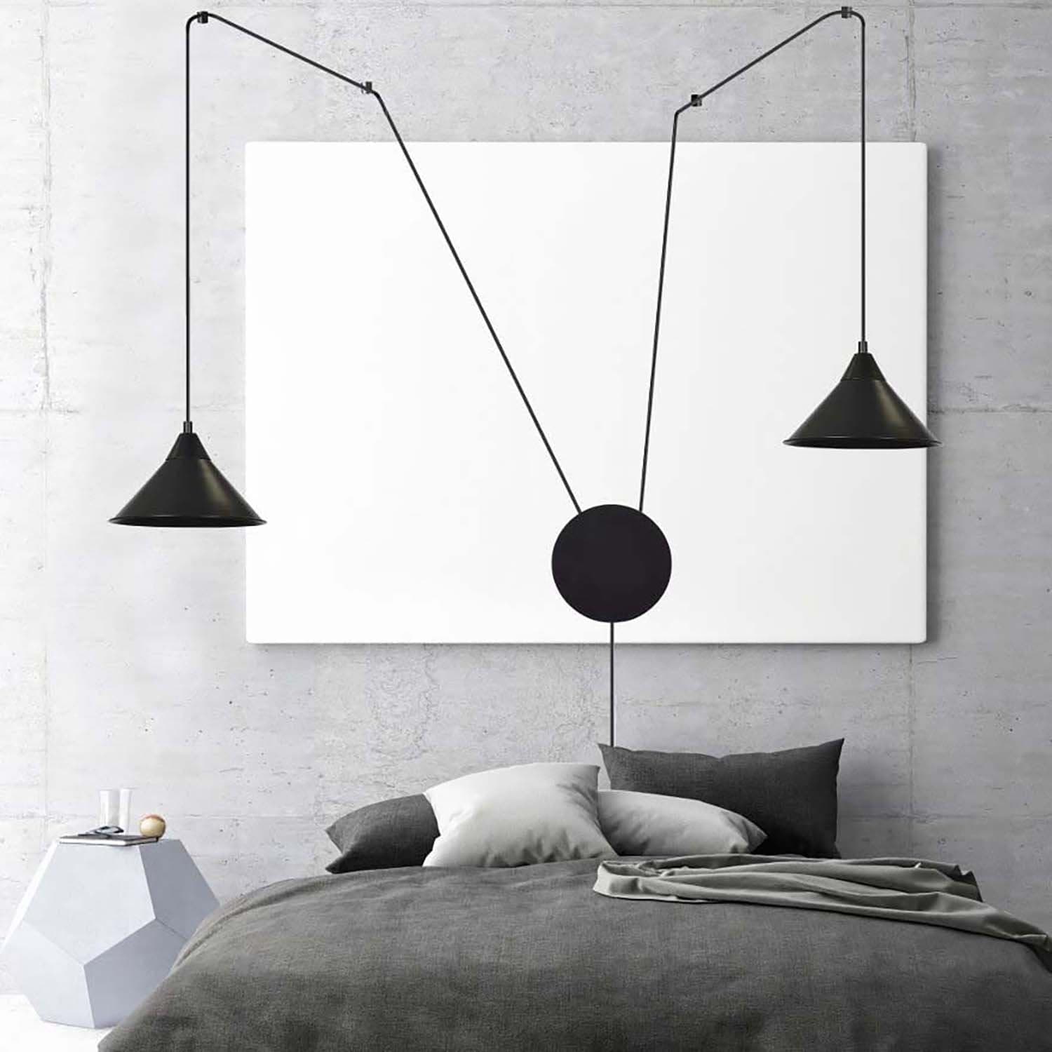 Sospensione Minimal 2 Luci Abramo In Acciao Nero E Paralume A Cono in Lampade a sospensione LuceArt - Montecorvino Pugliano, commercioVirtuoso.it