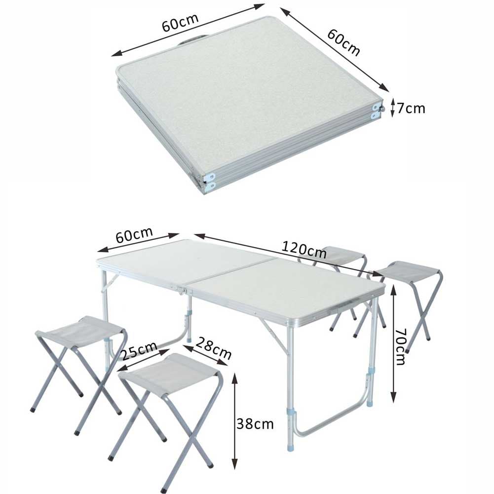 Tavolo Pieghevole Campeggio PicNic 120x60 H 55-70cm con 4 Sgabelli Alluminio in Tavoli da picnic Danyx - Casoria, commercioVirtuoso.it