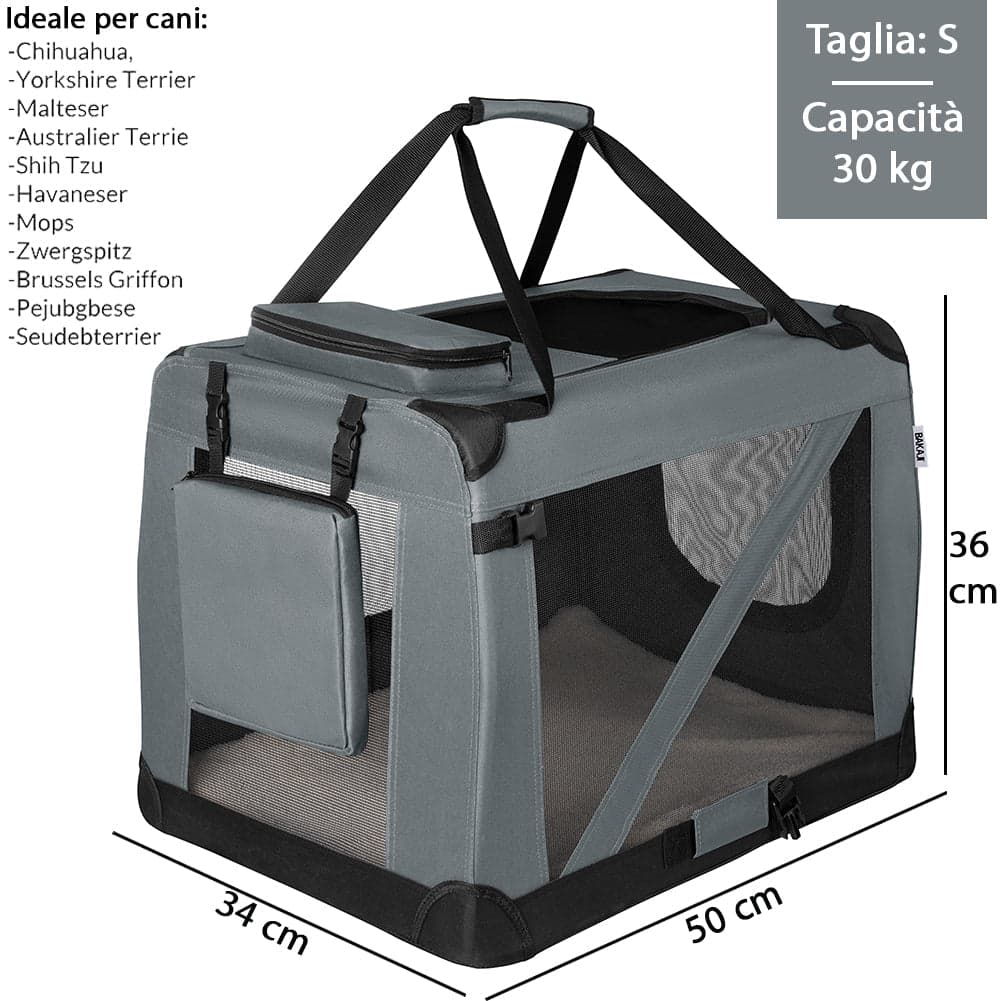 Borsa Trasportino Animali Domestici Pieghevole 50x34 H 36cm Cani e Gatti Grigio in Borse Danyx - Casoria, commercioVirtuoso.it