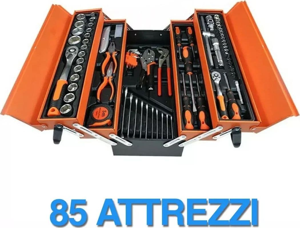 Cassetta attrezzi completa di 85 utensili a 5 scomparti chiavi cricchetti pinze in Set di attrezzi Zencoccostore - Formia, commercioVirtuoso.it