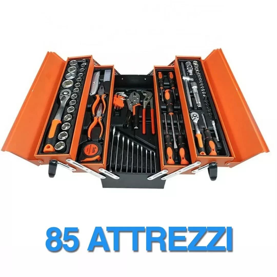 Cassetta attrezzi completa di 85 utensili a 5 scomparti chiavi cricchetti pinze in Set di attrezzi Zencoccostore - Formia, commercioVirtuoso.it