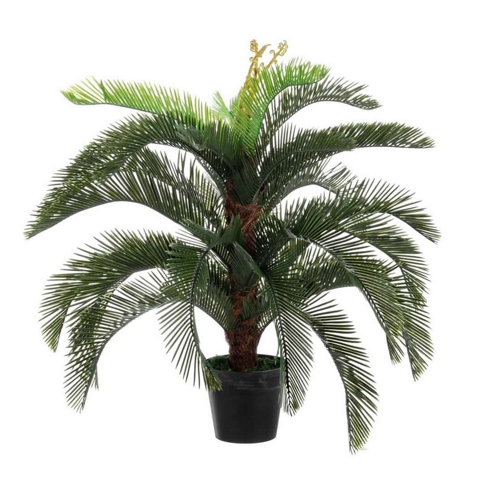 Pianta artificiale "Palma Cycas" con foglie e rami in PE, vaso in plastica - 5