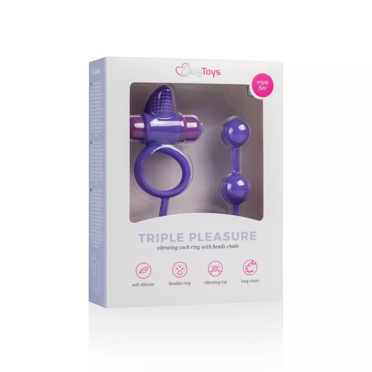 Triple pleasure 3 in 1 vibrante sonda con perle 29 c anello stimolatore elastico in prodotto Erosdom - Palmi, commercioVirtuoso.it