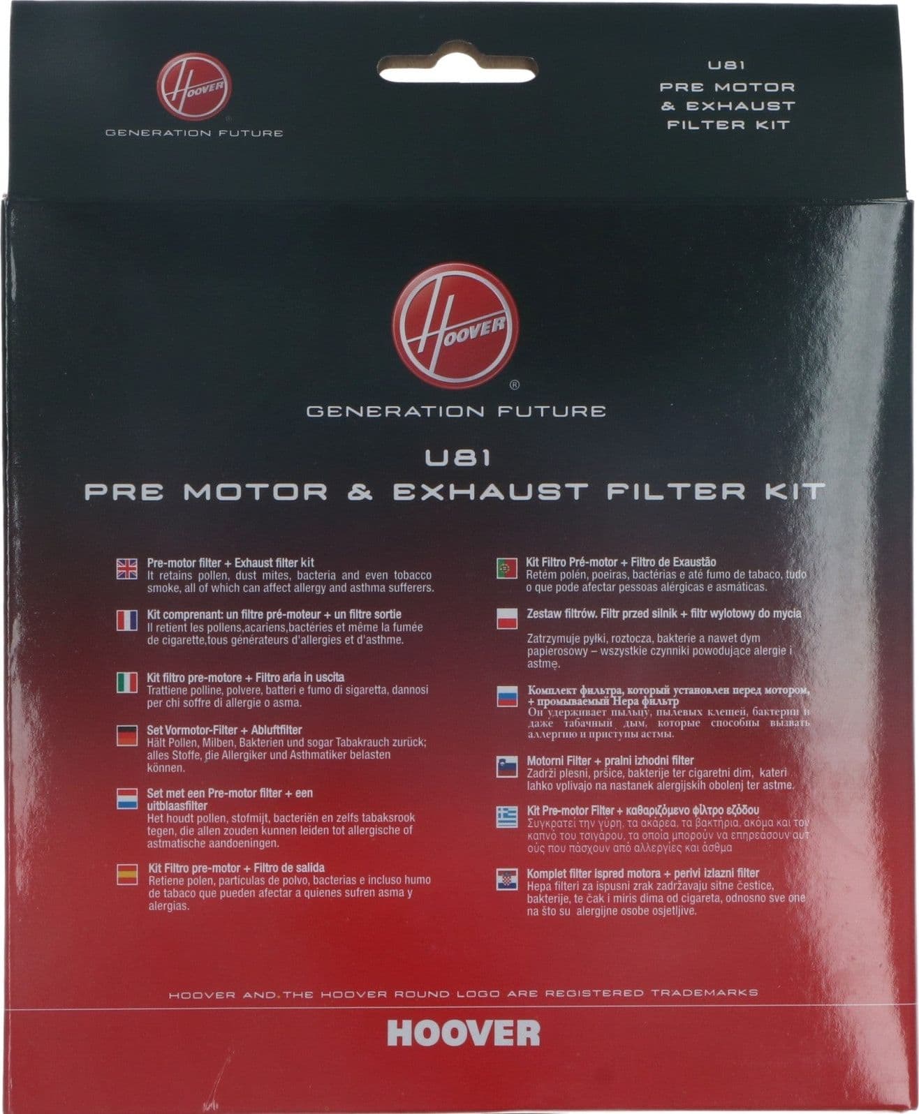 KIT FILTRI HOOVER ORGINALI ASPIRAPOLVERE BREEZE U81 CODICE 35601724 in prodotto EuroStore07 - Alatri, commercioVirtuoso.it