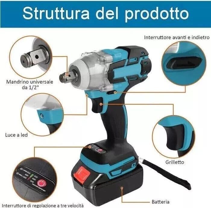 Kit 4in1 Trapano avvitatore,impulsi,smerigliatrice,tassellatore,2x3Ah,caricatore in Trapani a percussione Zencoccostore - Formia, commercioVirtuoso.it