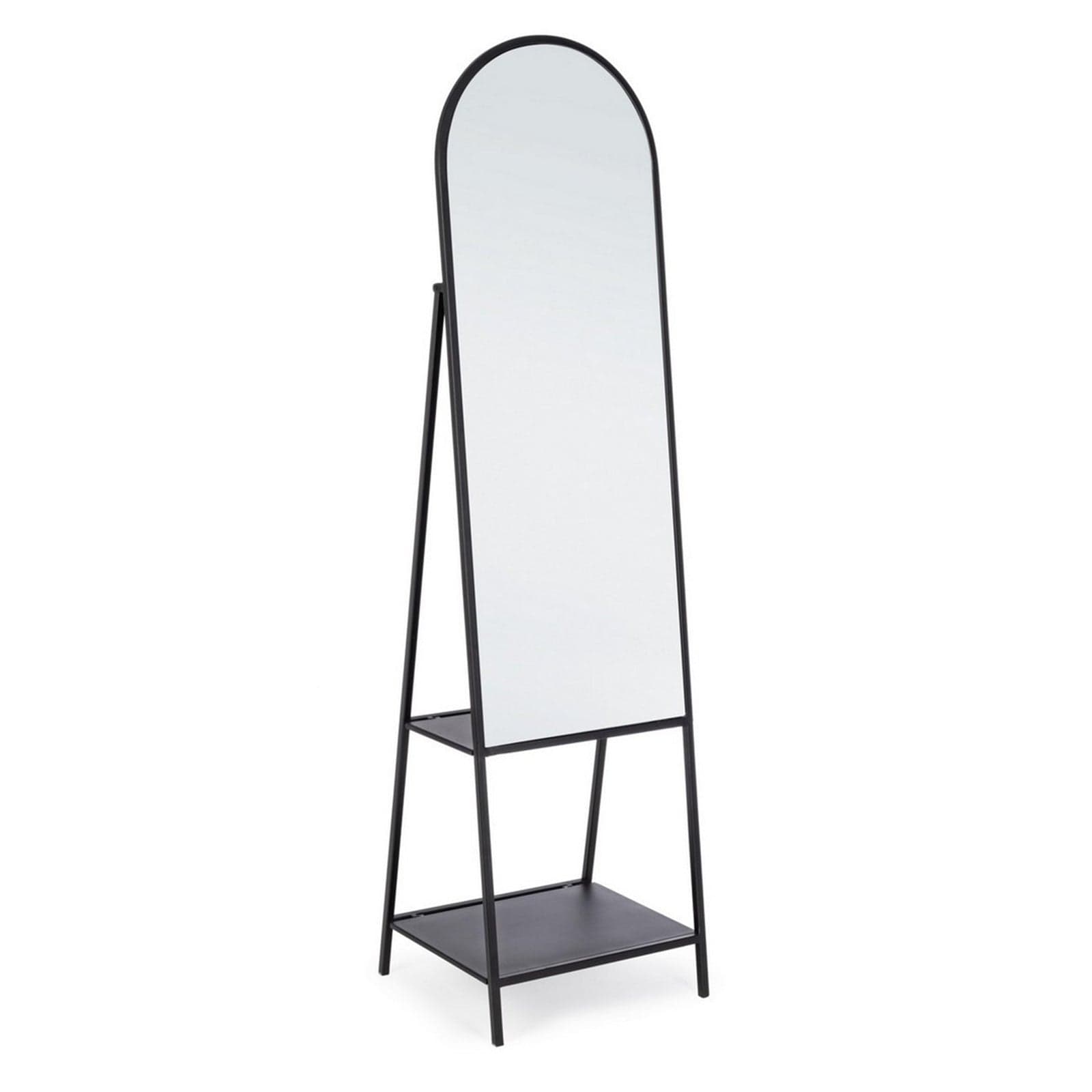 Specchio da terra "Arin" con cornice in metallo e porta scarpe h 172 cm in Specchi da parete Decor Space - Altamura, commercioVirtuoso.it