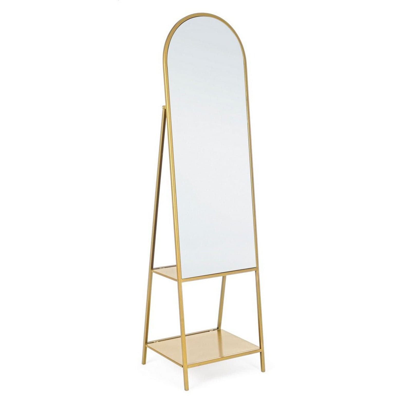 Specchio da terra "Arin" con cornice in metallo e porta scarpe h 172 cm in Specchi da parete Decor Space - Altamura, commercioVirtuoso.it