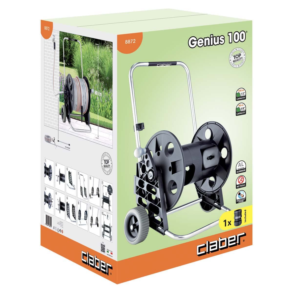 CLABER 8872 AVVOGITUBO CARRELLATO GENIUS 100 MT.100 in prodotto EuroStore07 - Alatri, commercioVirtuoso.it