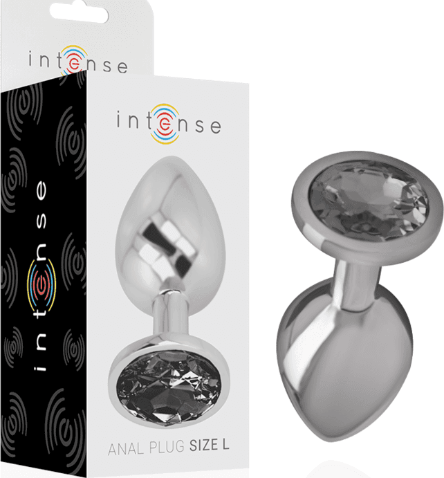 INTENSE - PLUG ANALE IN METALLO ALLUMINIO CON VETRO NERO TAGLIA L in Plug anali Desideria Shop - Latina, commercioVirtuoso.it