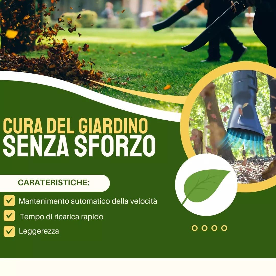 SOFFIATORE Foglie per Giardino 2 BATTERIE 6 VELOCITA Fino a 21000 Giri/Min 580W in Aspirafoglie Zencoccostore - Formia, commercioVirtuoso.it