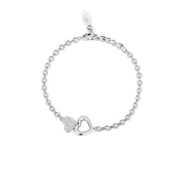 2JEWELS - BRACCIALE IN ACCIAIO CON CIONDOLI CUORE E CRISTALLI in Bracciali Alba Gioielli - Casoria, commercioVirtuoso.it