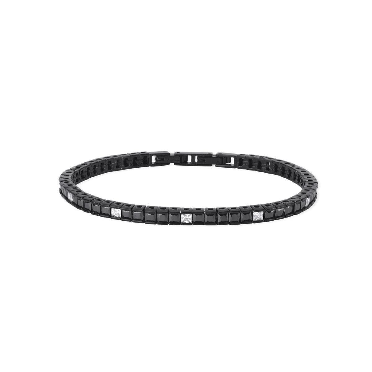2JEWELS - Bracciale in acciaio nero tennis, zirconi neri e bianchi Ø in Bracciali Alba Gioielli - Casoria, commercioVirtuoso.it