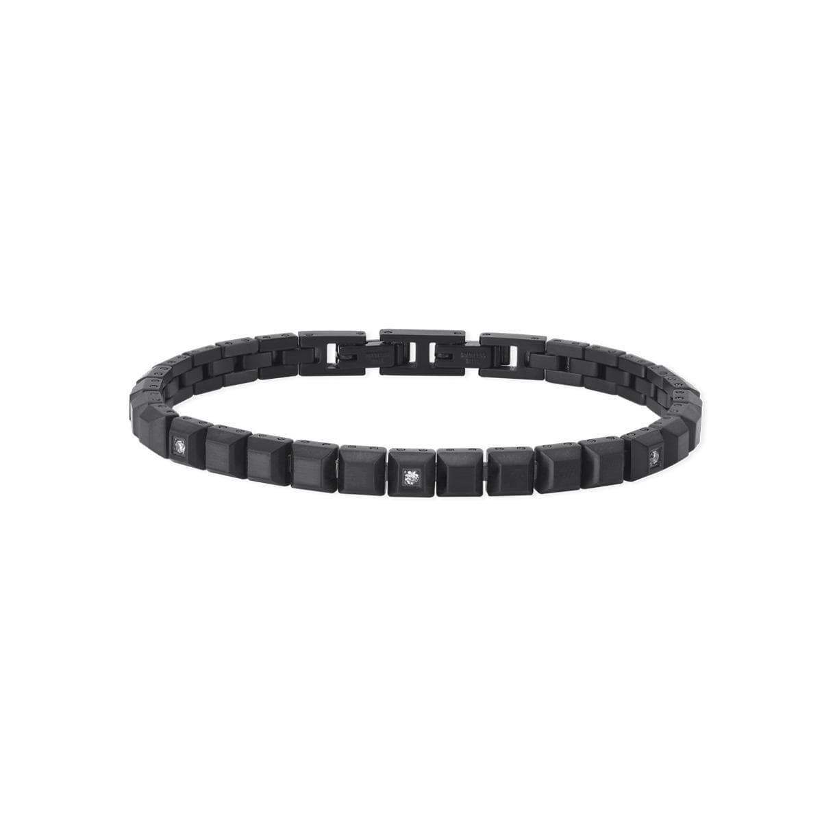 2JEWELS - Bracciale in acciaio con elementi quadrati, nero e zirconi bianchi in Bracciali Alba Gioielli - Casoria, commercioVirtuoso.it